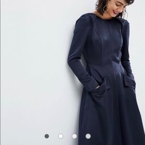 Navy ASOS satin jumpsuit formal dress backless